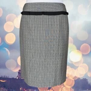 Cass Career Pencil Skirt Glen Check with Ruffles Sz 6